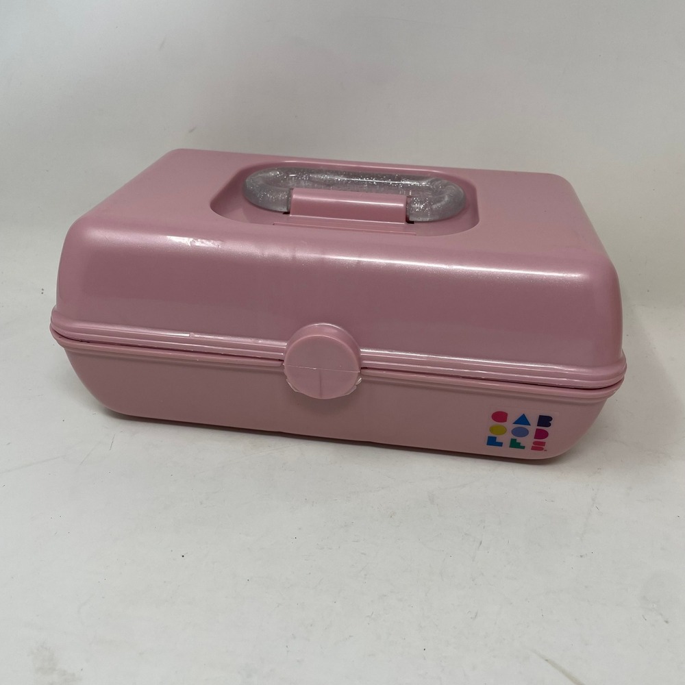 Vintage Caboodles Makeup Organizer Pink‎ Glitter Handle Cosmetic Case CAB530234